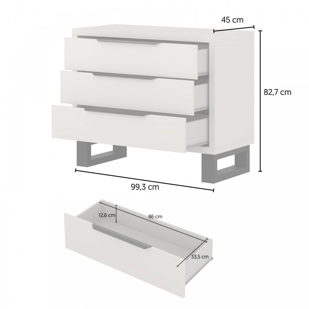 Συρταριέρα Halle-Γκρεζ 99x45x83