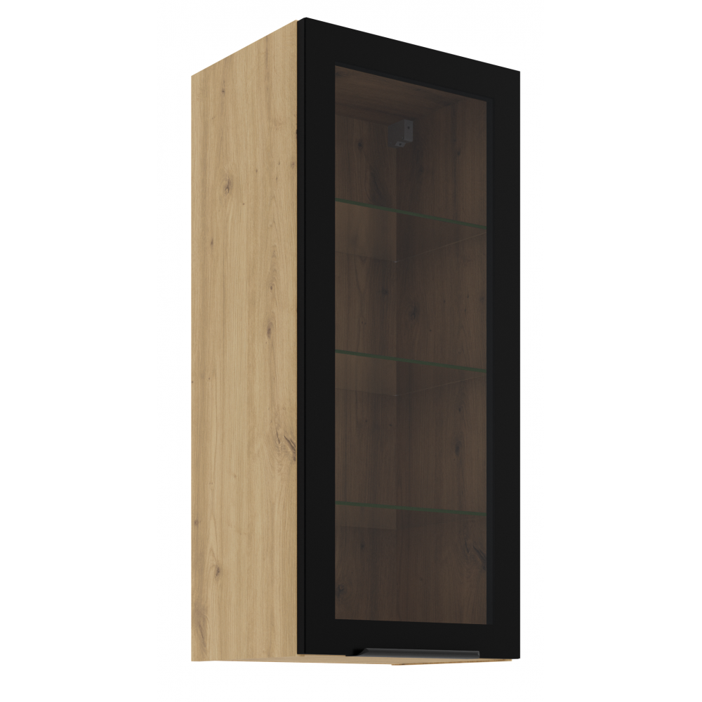 Κρεμαστή βιτρίνα Universal 40 GS 90 1F-Φυσικό – Μαύρο 40x31x90