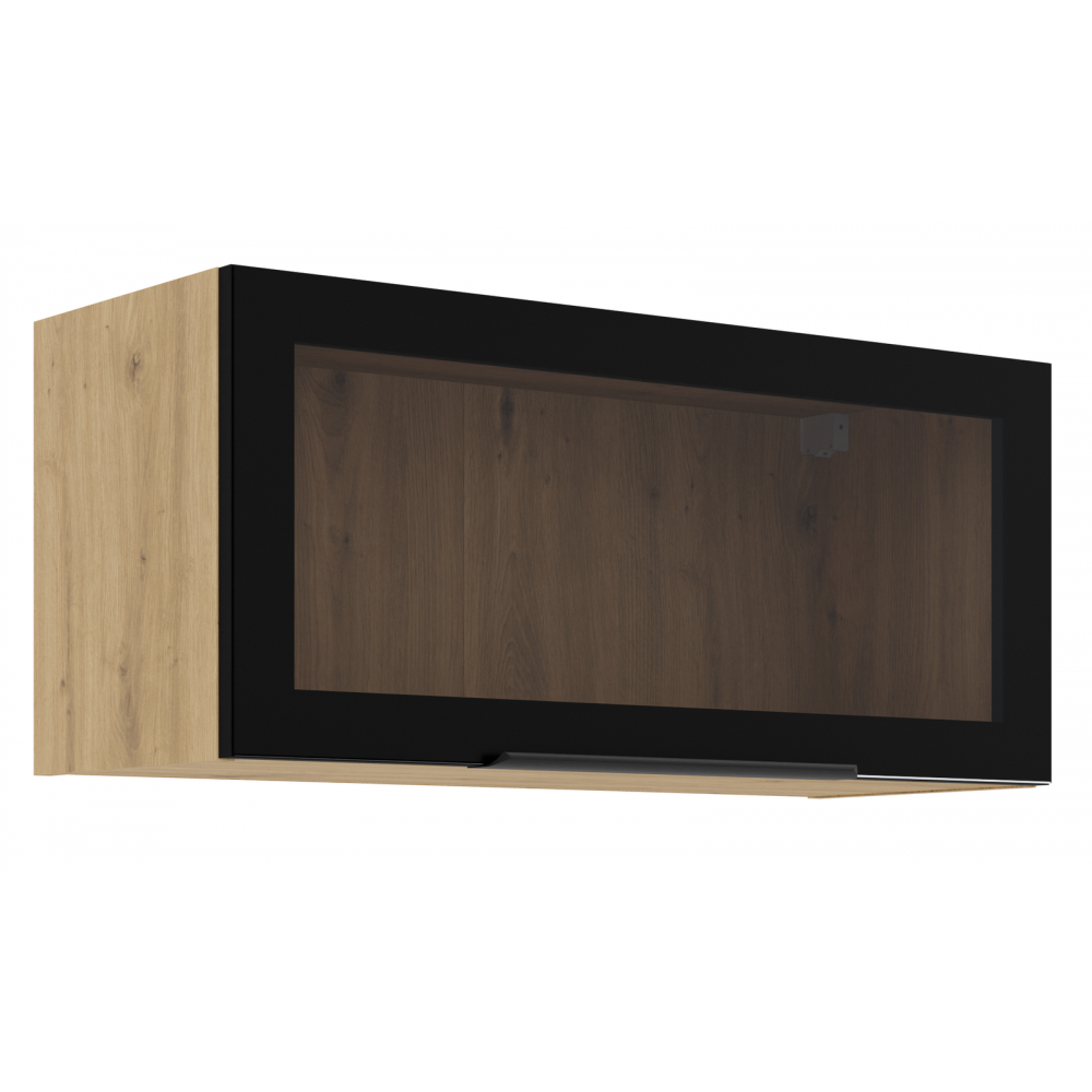 Κρεμαστή βιτρίνα Universal 80 GUS 36 MDF 1F-Φυσικό – Μαύρο 80x31x36