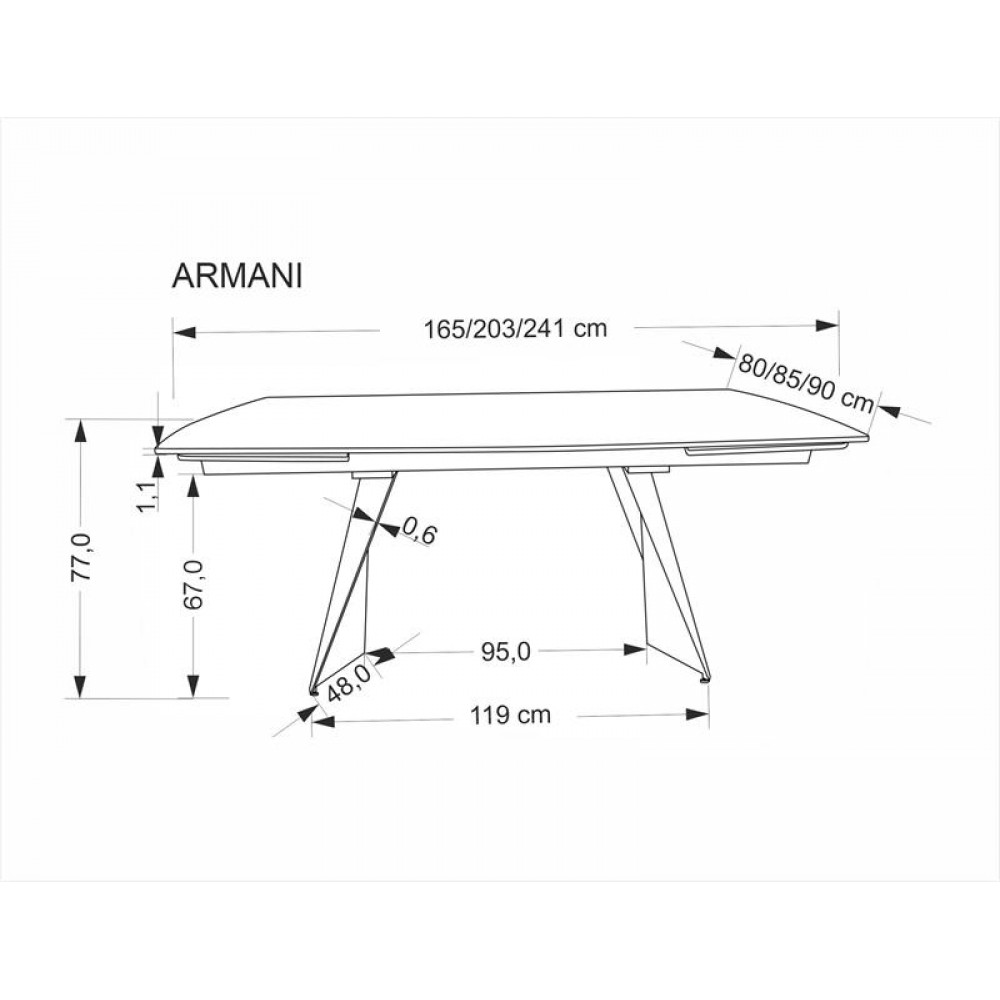 Τραπέζι Armani Επεκτεινόμενο-κασμιρ 90x77