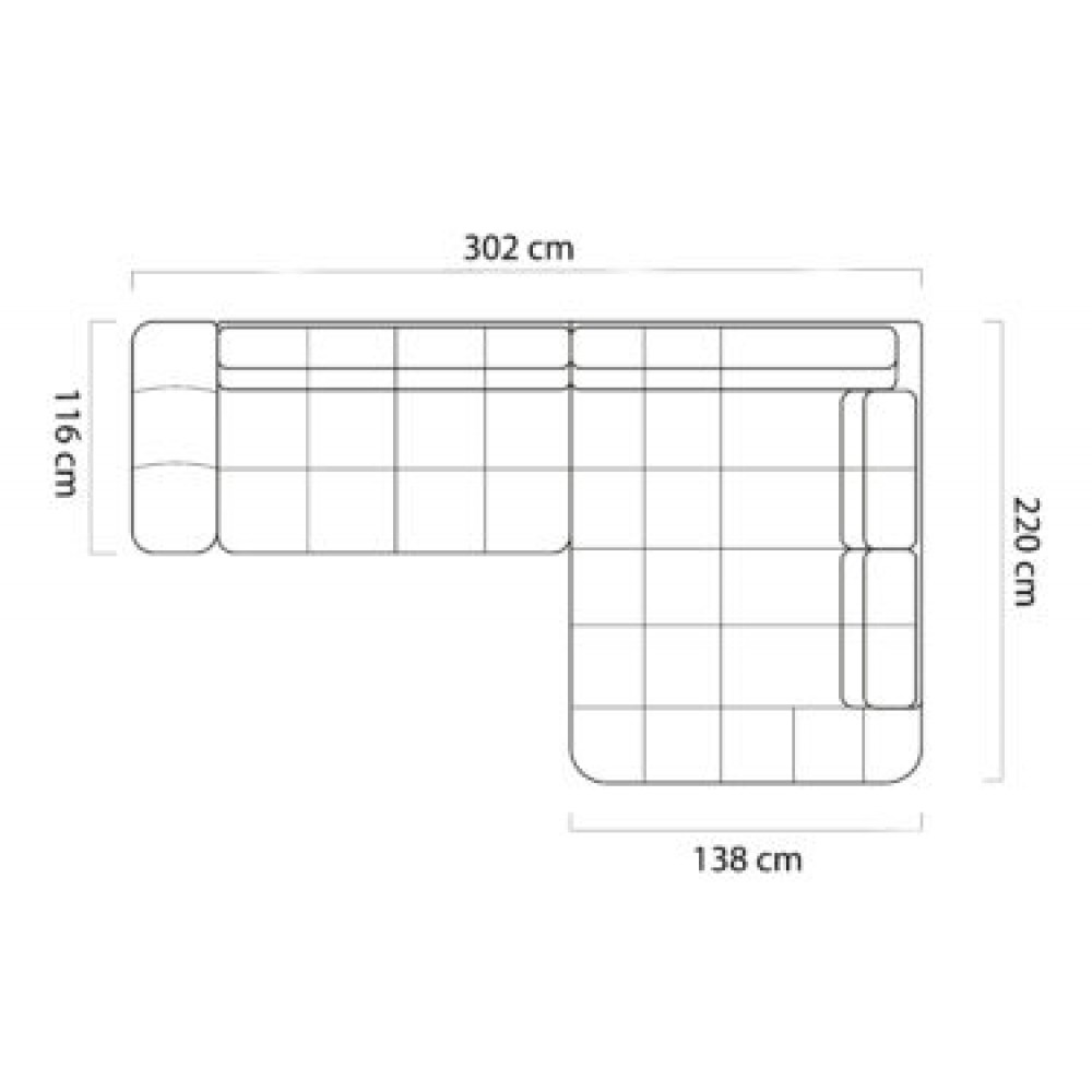 Γωνιακός Καναπές Telio L-Αριστερή 302x116x83