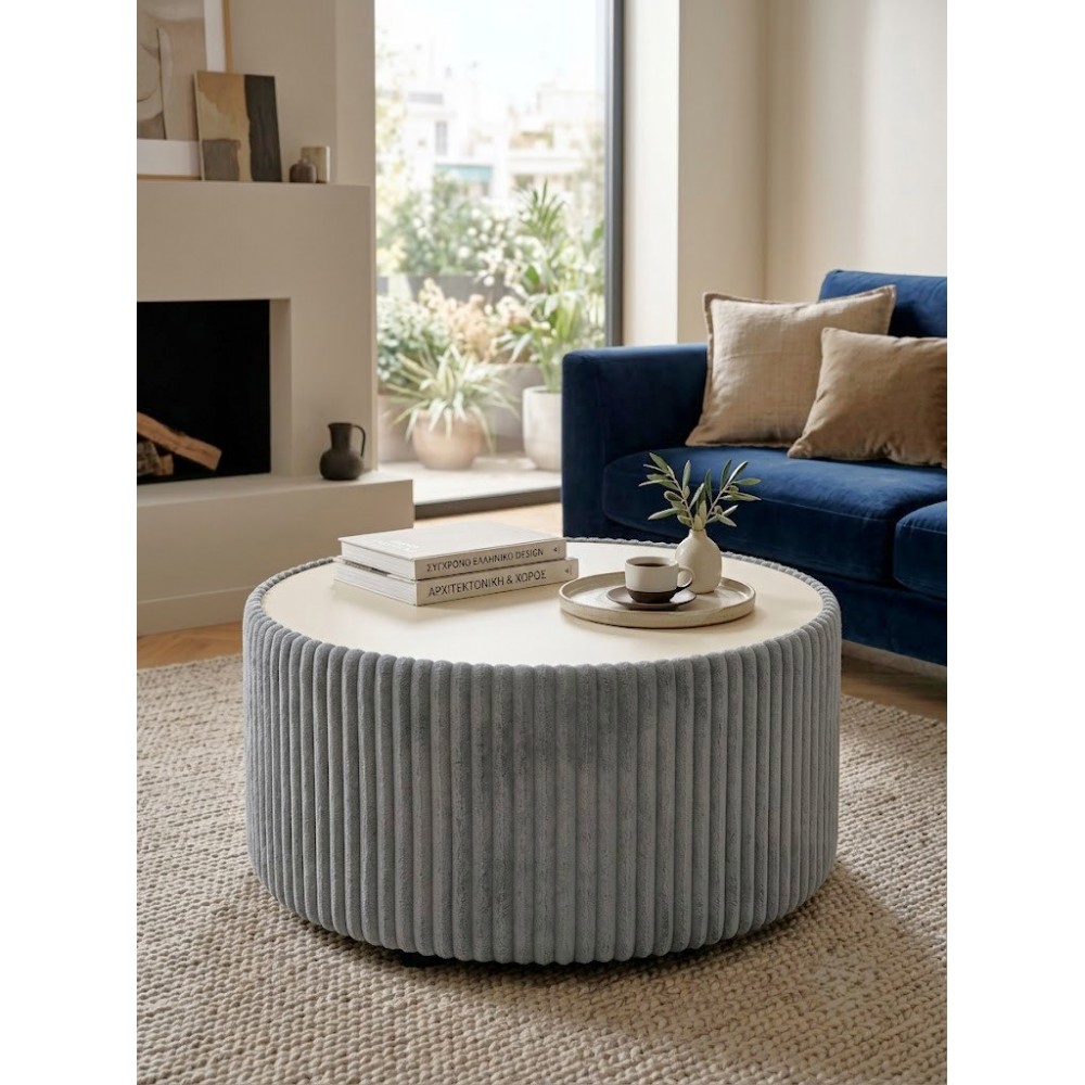 Τραπεζάκι σαλονιού Molano Round-Γκρι 89x89x42