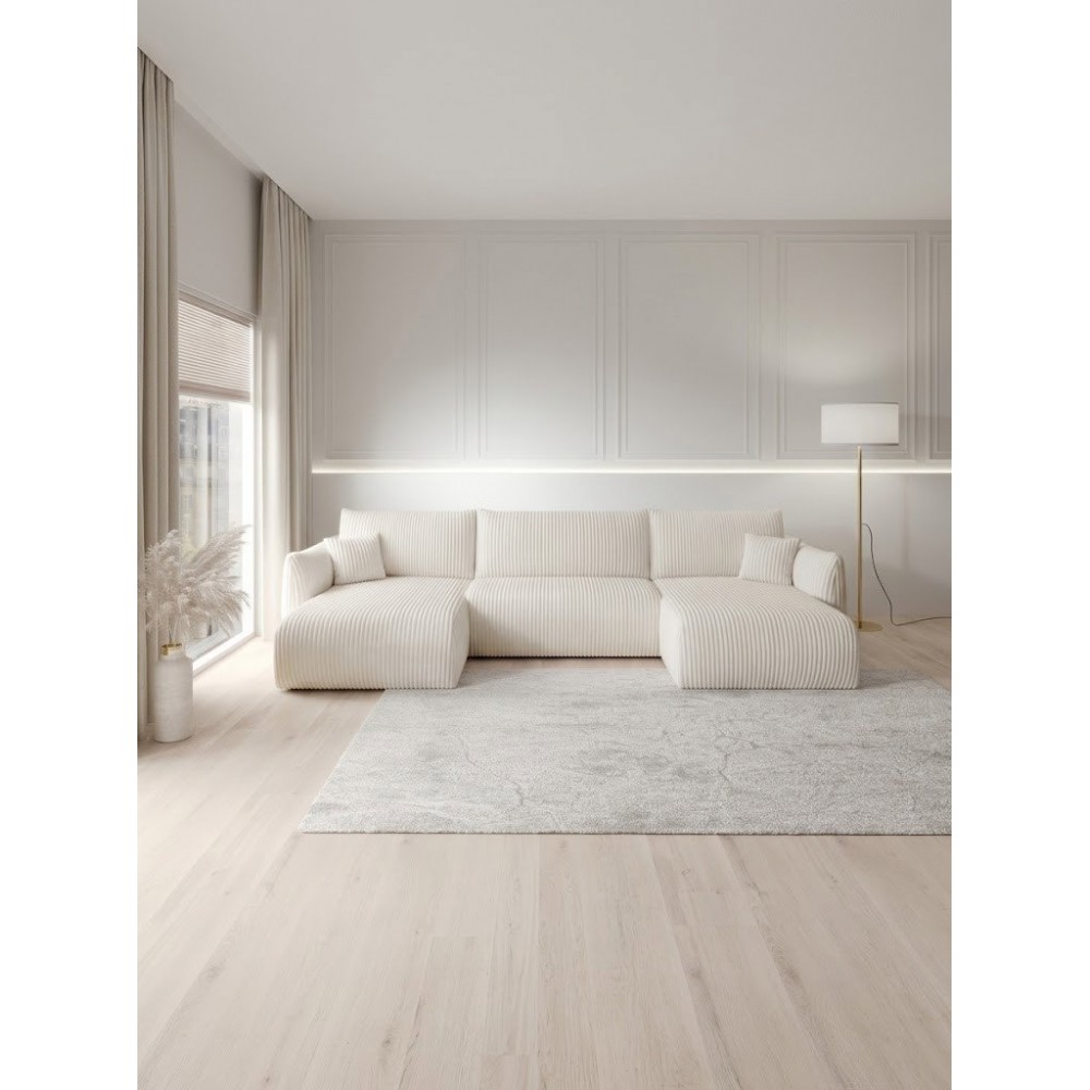 Γωνιακός καναπές Alino U-Λευκό 345x177x88