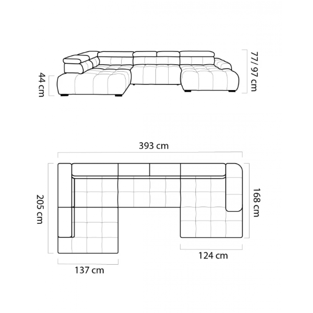 Γωνιακός Καναπές Bason XL-Δεξιά 393x168x77