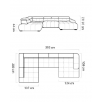 Γωνιακός Καναπές Bason XL-Δεξιά 393x168x77