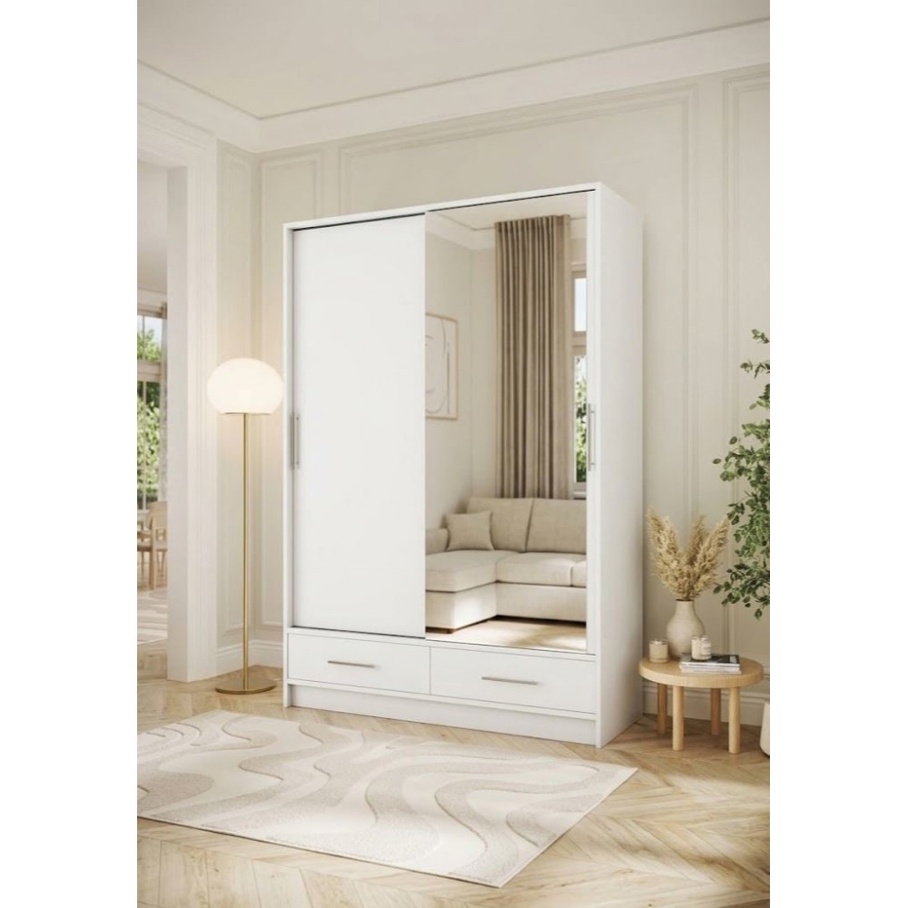 Ντουλάπα Vexa Δίφυλλη-Λευκό-Με καθρέπτη 150x60x200