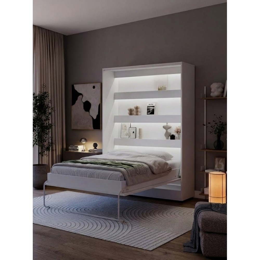 Κρεβάτι Τοίχου Zylo II LED-Λευκό-160 x 200 50x225