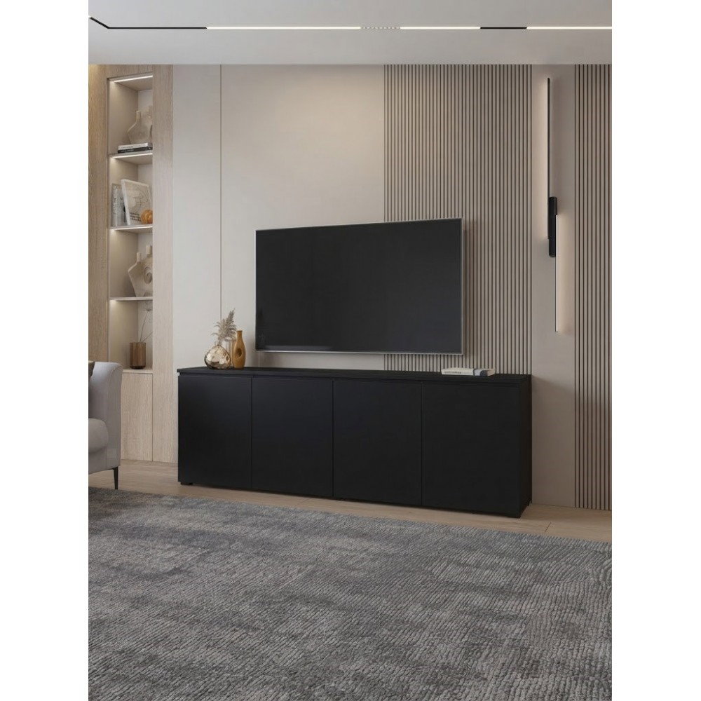 Έπιπλο τηλεόρασης Domus-Μαύρο 200x35x68
