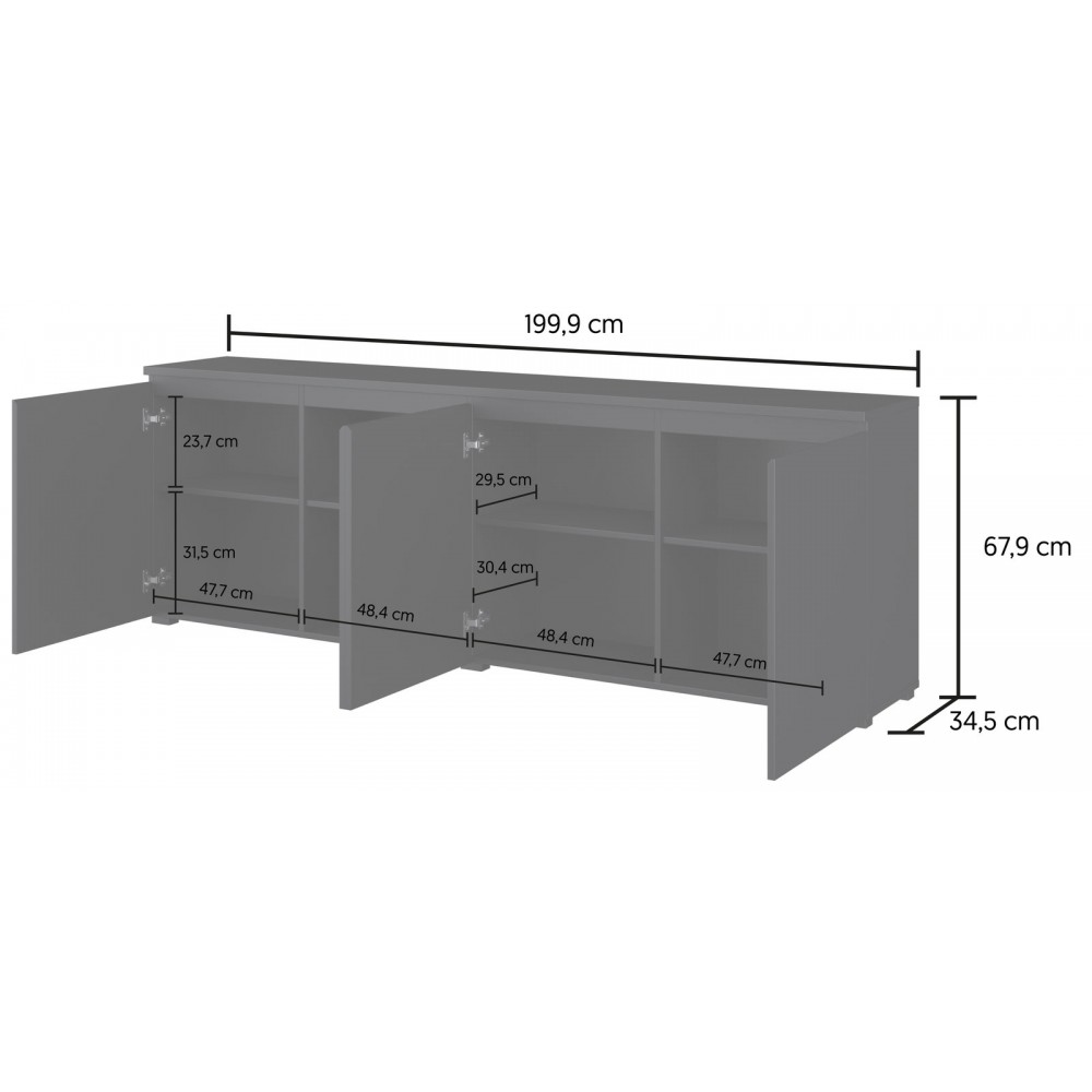 Έπιπλο τηλεόρασης Domus-Μαύρο 200x35x68