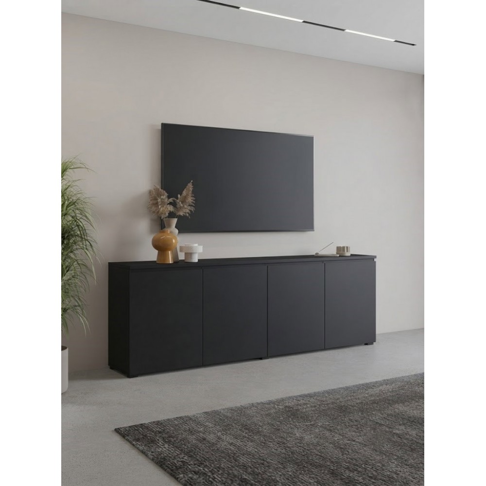Έπιπλο τηλεόρασης Domus-Μαύρο 200x35x68