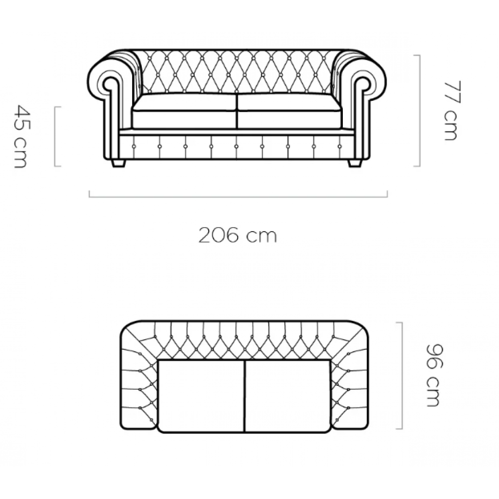Καναπές Chorea Τριθέσιος 206x96x77