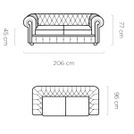 Καναπές Chorea Τριθέσιος 206x96x77