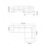 Γωνιακός Καναπές Ravona L-Δεξιά 251x95x75