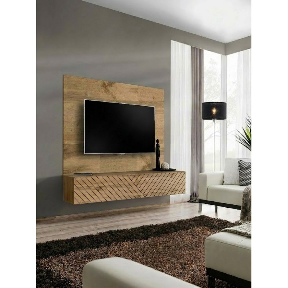 Σύνθετο Σαλονιού Movexa II-Φυσικό - Μαύρο 180x40x148