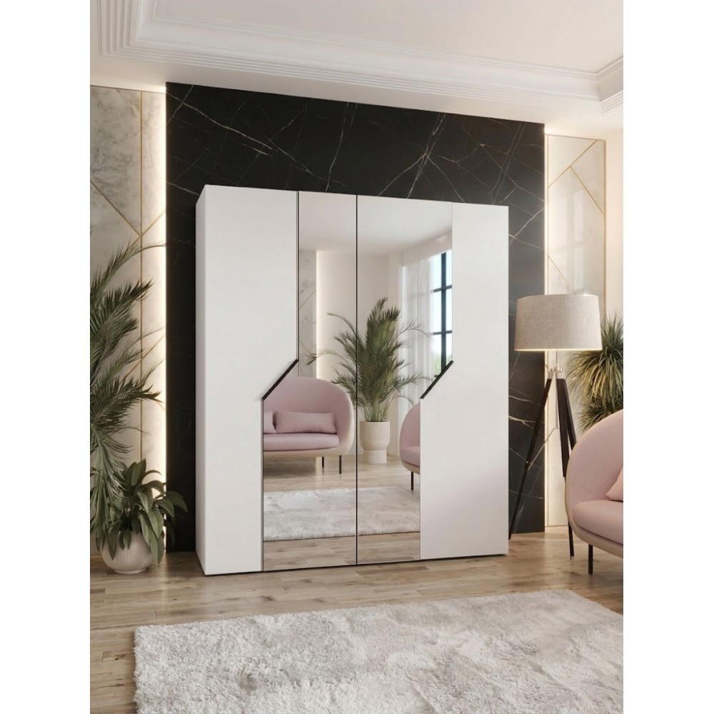 Ντουλάπα Andrew II 200 Τετράφυλλη-Λευκό 200x52x202