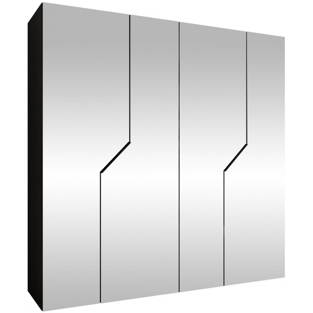 Ντουλάπα Andrew III 200 Τετράφυλλη-Μαύρο 200x52x202