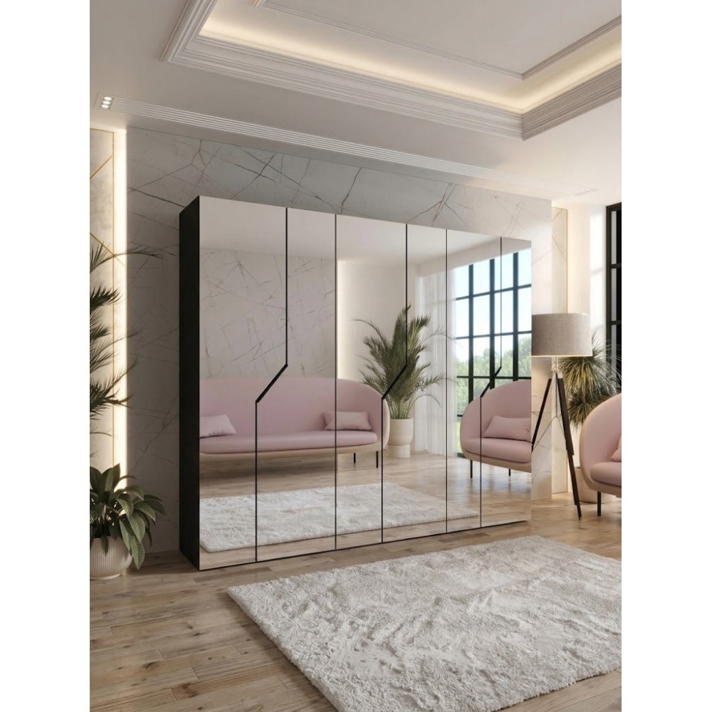 Ντουλάπα Andrew III 300 Εξύφυλλη-Μαύρο 300x52x202
