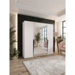 Ντουλάπα Piano Τετράφυλλη-Λευκό-Με καθρέπτη 200x52x202