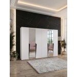 Ντουλάπα Piano Εξάφυλλη-Λευκό-Με καθρέπτη 300x52x202