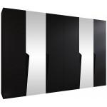 Ντουλάπα Piano Εξάφυλλη-Μαύρο-Με καθρέπτη 300x52x202