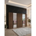 Ντουλάπα Piano Εξάφυλλη-Βέγγε-Με καθρέπτη 300x52x202