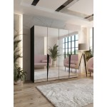 Ντουλάπα Piano III 200 Τετράφυλλη-Μαύρο 200x52x202