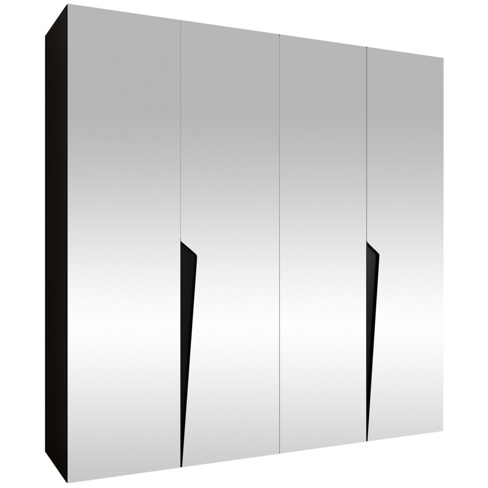 Ντουλάπα Piano III 200 Τετράφυλλη-Μαύρο 200x52x202