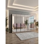 Ντουλάπα Piano III 300 Εξάφυλλη-Μαύρο 300x52x202