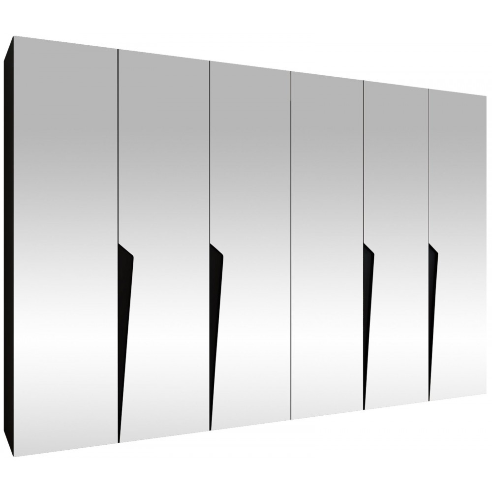 Ντουλάπα Piano III 300 Εξάφυλλη-Μαύρο 300x52x202