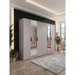 Ντουλάπα Sandi 300 Εξάφυλλη-Κασμίρ-Με καθρέπτη 300x52x202