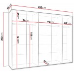 Ντουλάπα Sandi III 250 Πεντάφυλλη-Κασμίρ 250x52x202