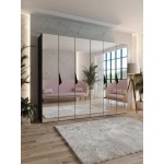 Ντουλάπα Sandi III 300 Εξάφυλλη-Μαύρο 300x52x202