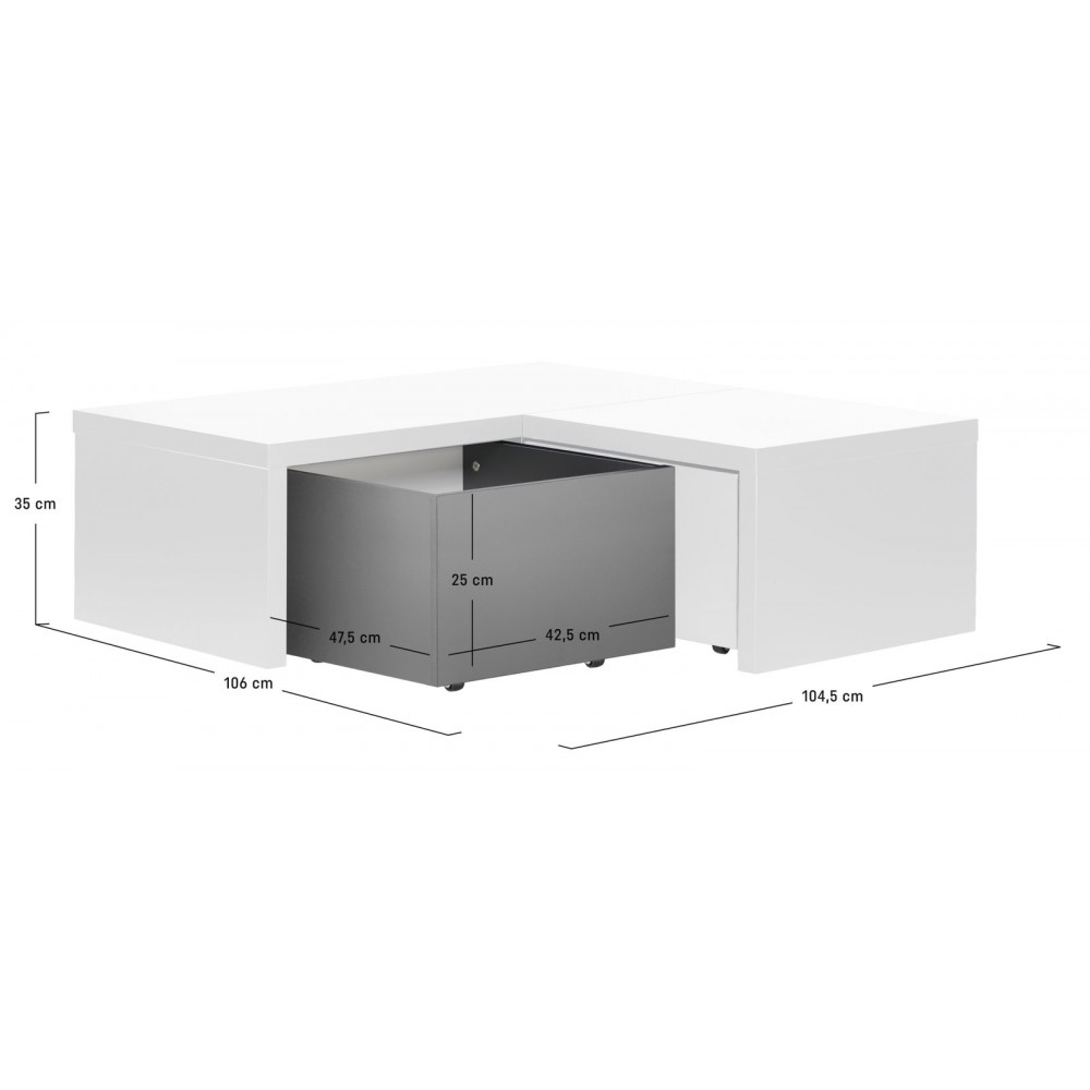 Γωνιακά Συρτάρια Young Users Next-Λευκό – Μαύρο 104.4x106.1x35.6