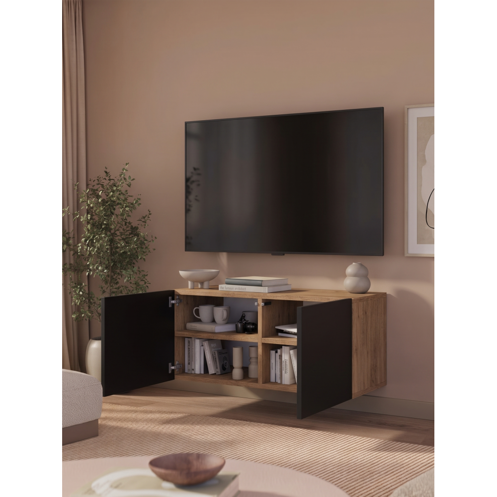 Έπιπλο Τηλεόρασης Ravion-Μαύρο - Φυσικό 100x40x41
