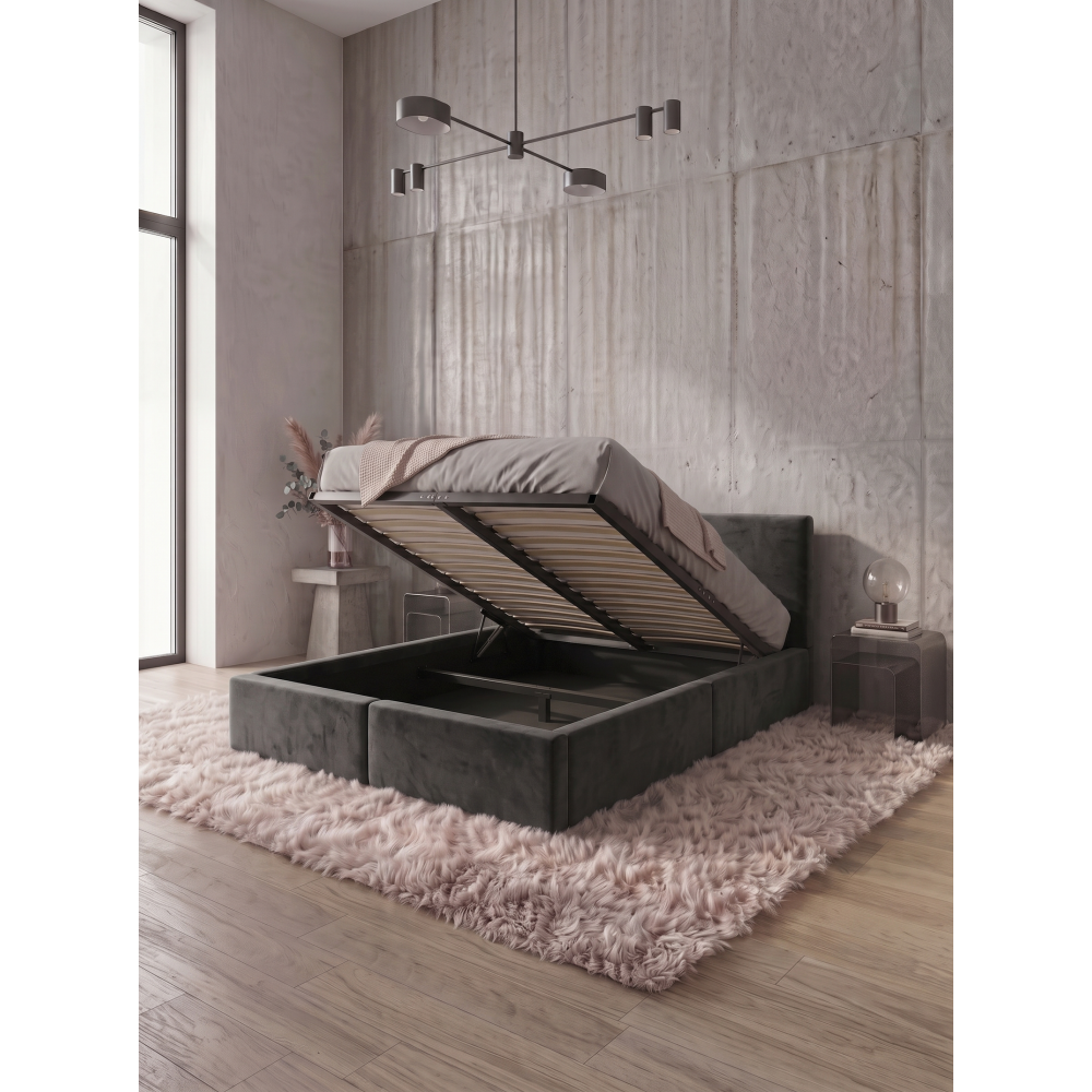 Επενδυμένο Κρεβάτι Celvora-Ανθρακί-160 x 200 213x171x78.5
