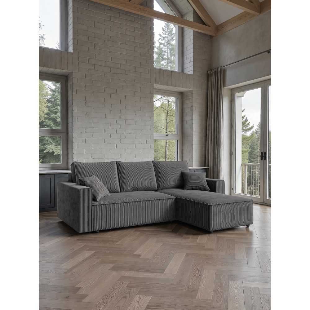 Γωνιακός Καναπές Zyra-Ανθρακί 232x143x85