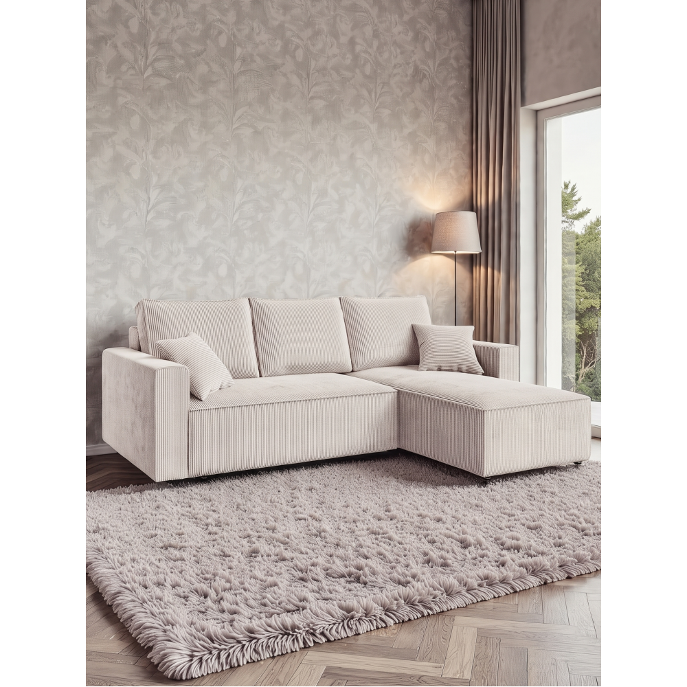 Γωνιακός Καναπές Zyra-Κρεμ 232x143x85