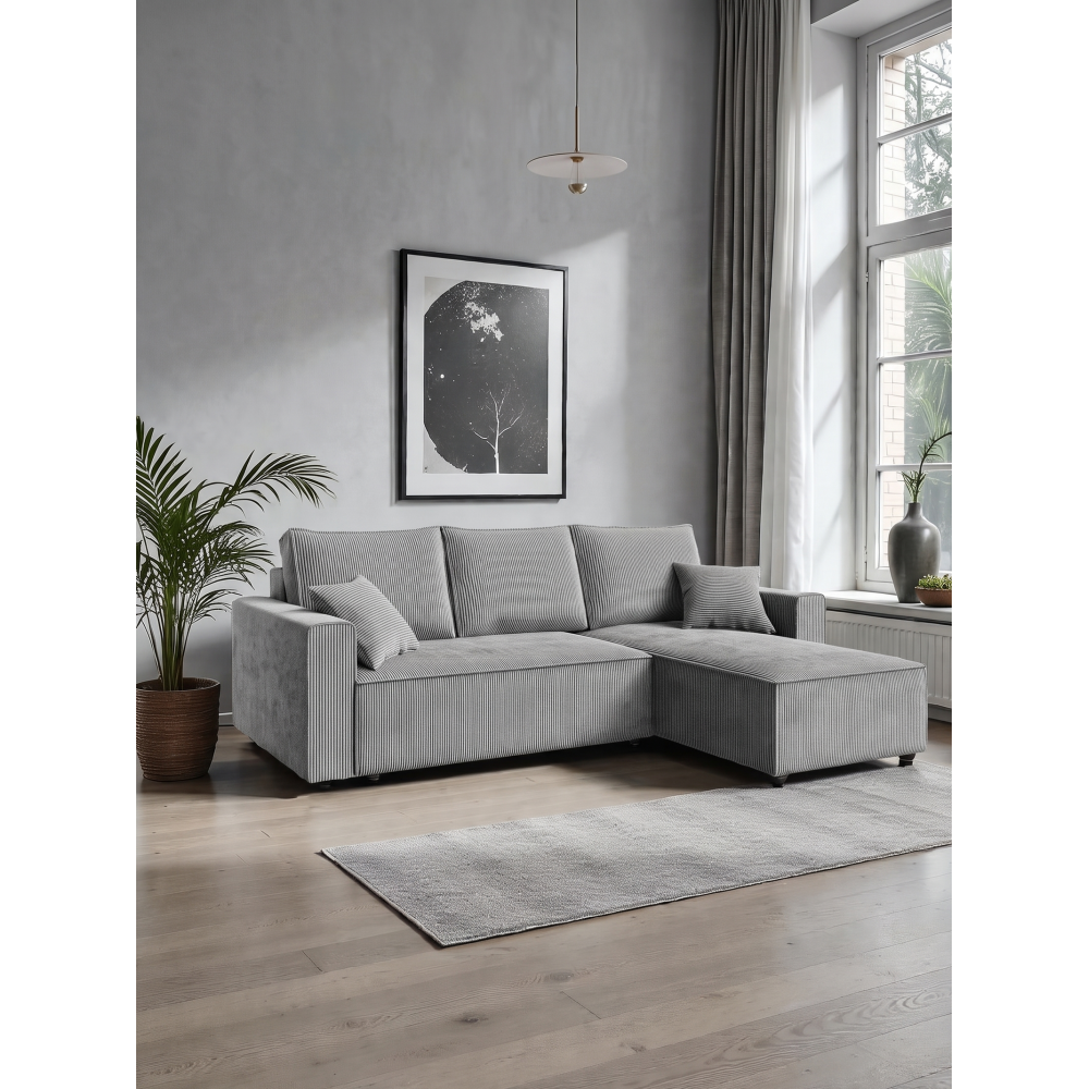 Γωνιακός Καναπές Zyra-Σταχτί 232x143x85