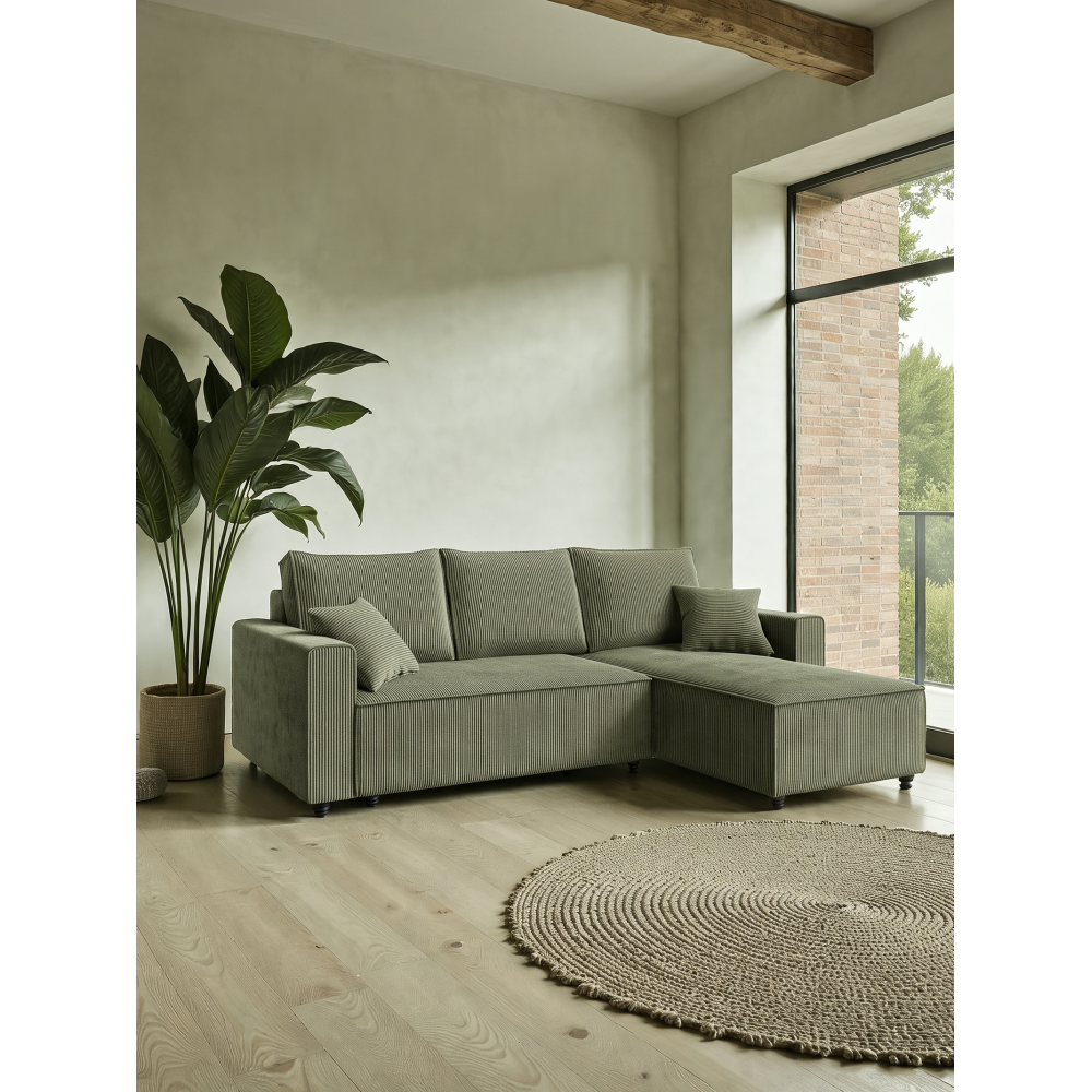 Γωνιακός Καναπές Zyra-Λαδί 232x143x85