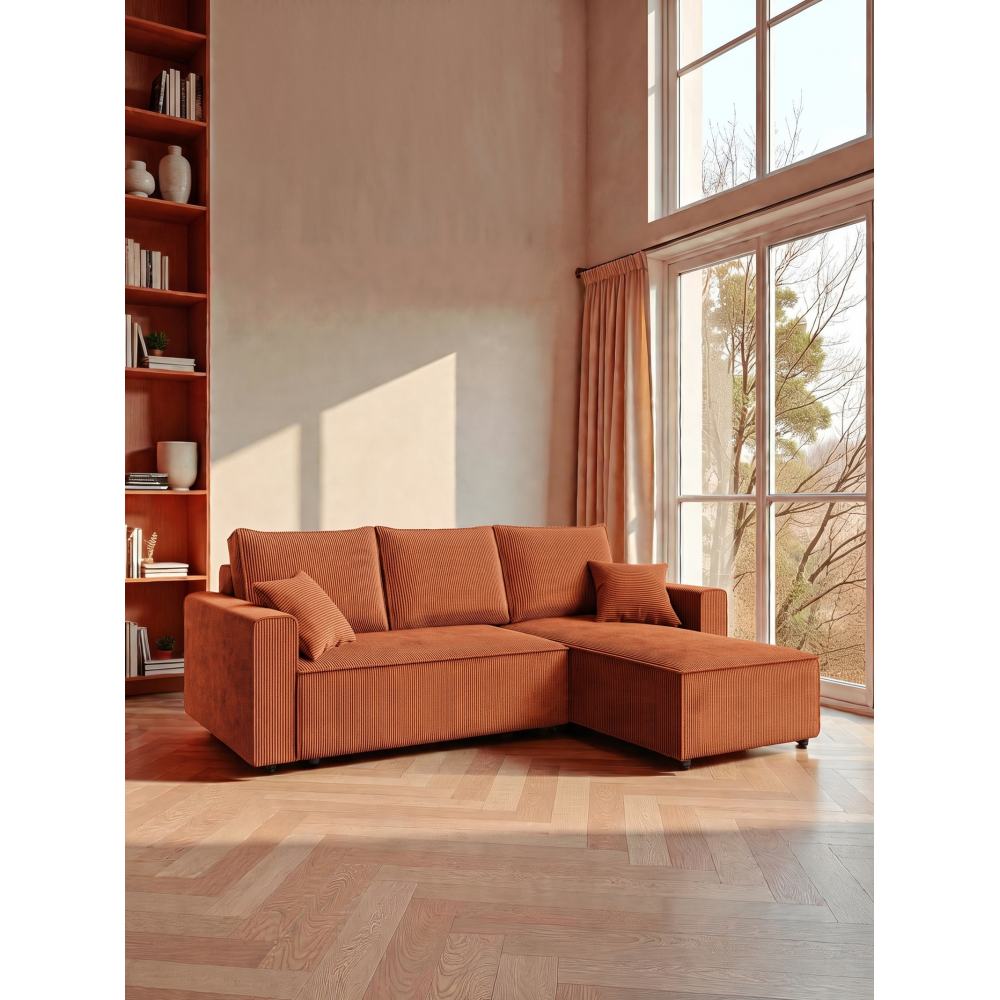 Γωνιακός Καναπές Zyra-Τερακότα 232x143x85
