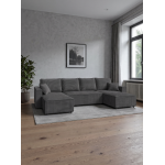 Γωνιακός Καναπές Zyra U-Ανθρακί 305x140x85