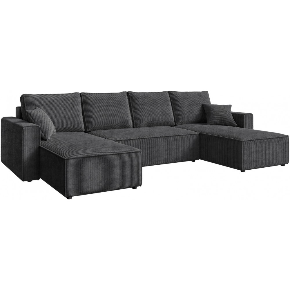 Γωνιακός Καναπές Zyra U-Ανθρακί 305x140x85