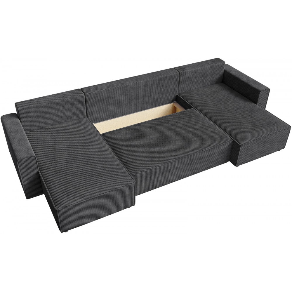 Γωνιακός Καναπές Zyra U-Ανθρακί 305x140x85