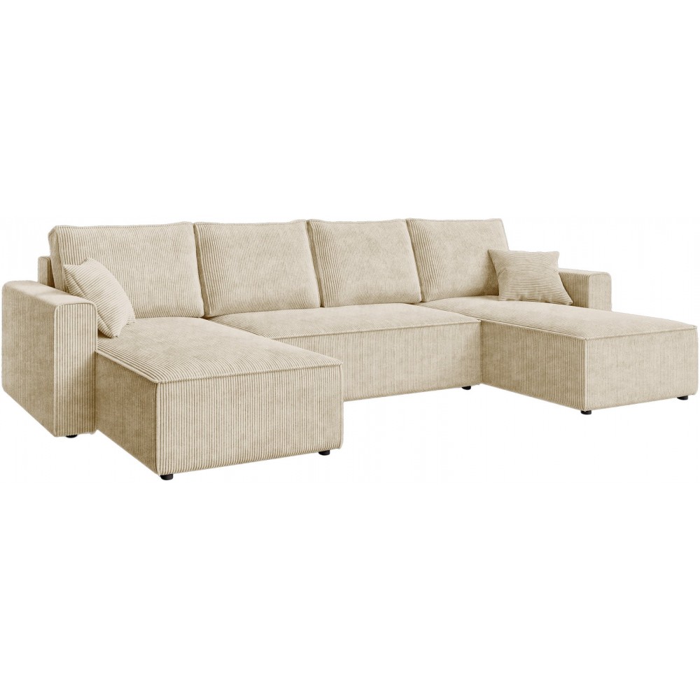 Γωνιακός Καναπές Zyra U-Κρεμ 305x140x85