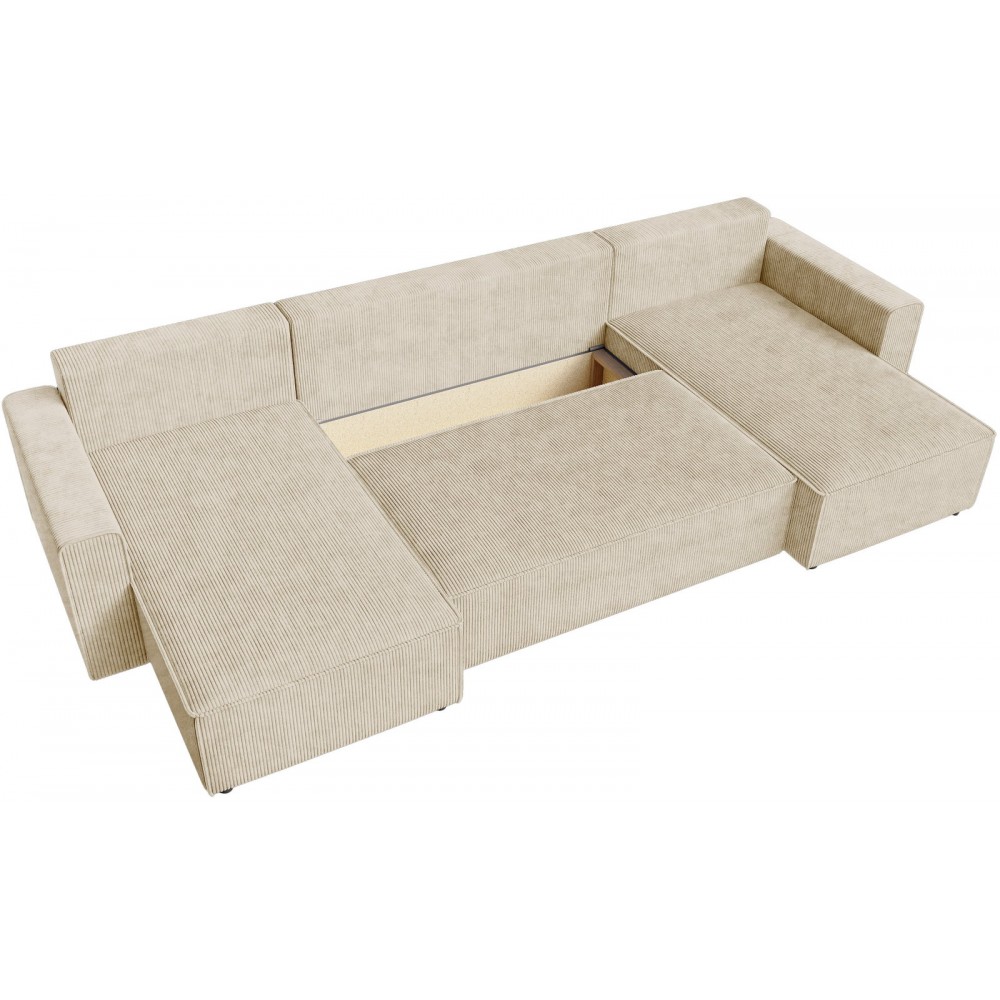 Γωνιακός Καναπές Zyra U-Κρεμ 305x140x85