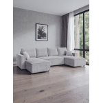 Γωνιακός Καναπές Zyra U-Γκρι Ανοιχτό 305x140x85