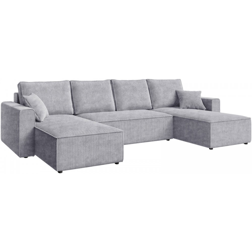 Γωνιακός Καναπές Zyra U-Γκρι Ανοιχτό 305x140x85