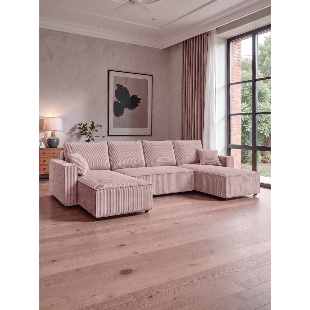 Γωνιακός Καναπές Zyra U-Σάπιο μήλο 305x140x85