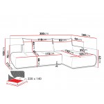 Γωνιακός Καναπές Bueno I-Εκρού-Αριστερή 300x185x100