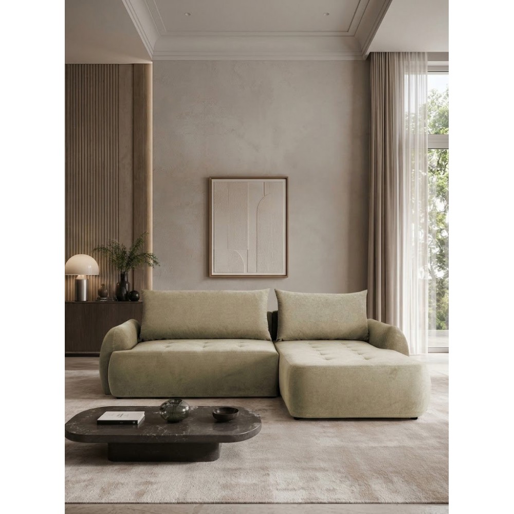 Γωνιακός Καναπές Bueno II-Μπεζ-Δεξιά 280x185x100